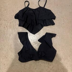 SHEIN 2 black swim tops size 9 youth girls